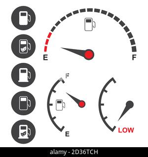 Fuel Gauge and petrol pump icons,isolated on white background,flat vector illustration Stock Vector
