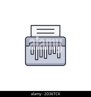 Paper document shredder vector icon symbol isolated on white background Stock Vector