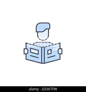 People reading book vector icon symbol isolated on white background Stock Vector