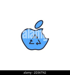 Organic food waste recycling vector icon symbol isolated on white background Stock Vector