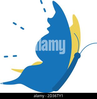 world down syndrome day, butterfly greeting card vector illustration flat style Stock Vector
