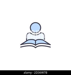 People reading book vector icon symbol isolated on white background Stock Vector