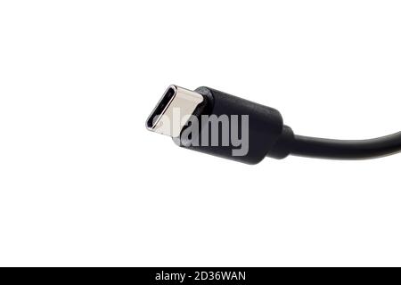 Close-up of type c cable, isolated on white background Stock Photo