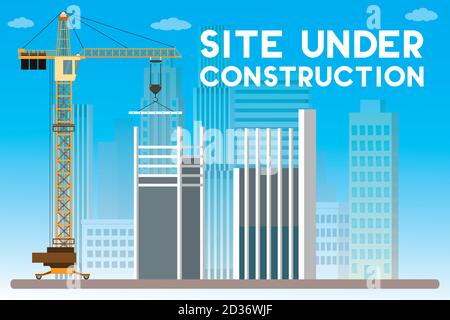 under construction site with building and crane Stock Vector