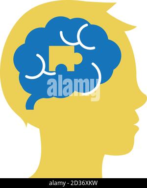 world down syndrome day, human head brain puzzle vector illustration flat style Stock Vector