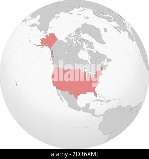 North America with USA on the Globe Stock Vector
