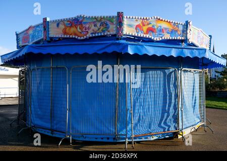 OFF-SEASON: Closed carousel, Le Havre, Seine-Maritime, Normandie Region, France Stock Photo