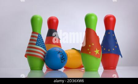 Concept of covid-19 crisis hits countries. Stock Photo