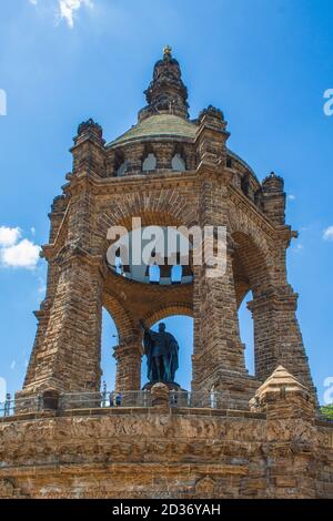 Emperor William Monument near the city of Porta Westfalica, North Rhine Westphalia, Germany Stock Photo