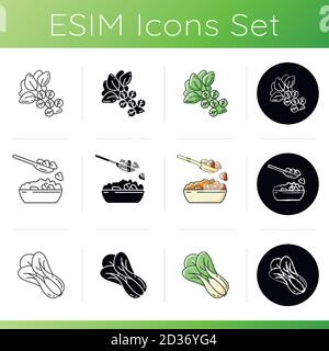 Superfoods variety icons set. Stock Vector