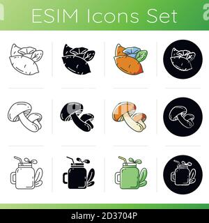 Health vegetables types icons set. Stock Vector