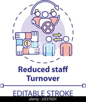 Reduced staff turnover concept icon Stock Vector