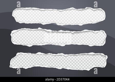 Set of oblong holes composition in black paper with torn edges and soft shadow are on squared, transparent background. Vector illustration Stock Vector
