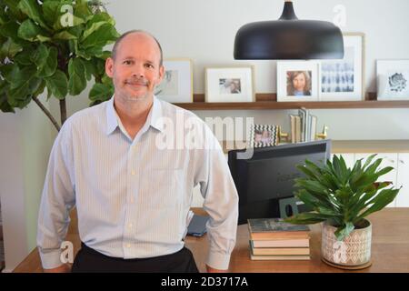 Dad Working From Home Stock Photo