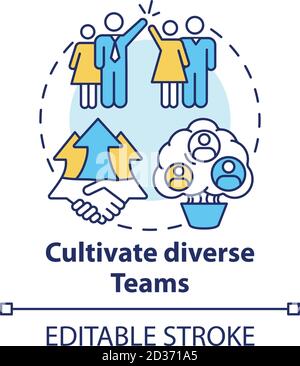 Cultivate diverse teams concept icon Stock Vector