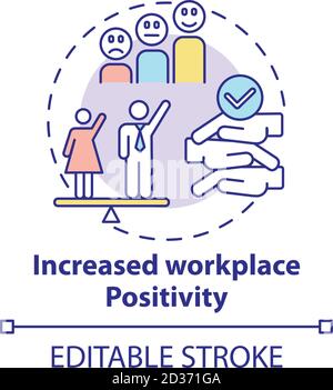 Increased workplace positivity concept icon Stock Vector