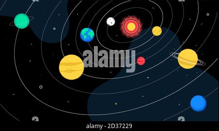 Solar system - colorful flat design style illustration Stock Vector