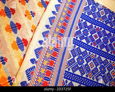 tribal pattern or ethnic pattern is used for assam motif design or muga silk of assam. Stock Photo