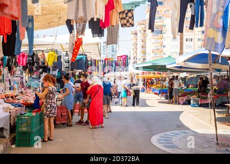 Antalya, Turkey - 5.09.2020: People shoping in turkish market, Antalya, Turkey Stock Photo