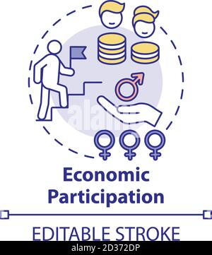 Economic participation concept icon Stock Vector