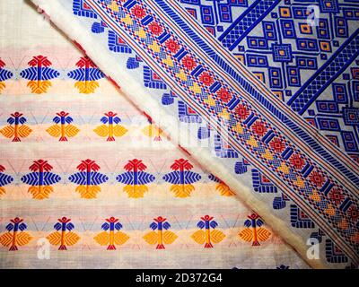 tribal pattern or ethnic pattern is used for assam motif design or muga silk of assam. Stock Photo