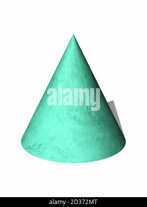 Green cone on a white background. Geometric figure. 3D rendering Stock Photo