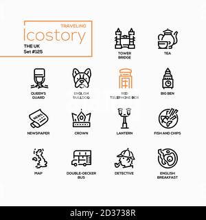 The UK - modern line design style icons set Stock Vector