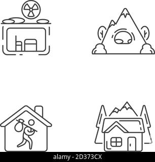 Transitional housing linear icons set Stock Vector