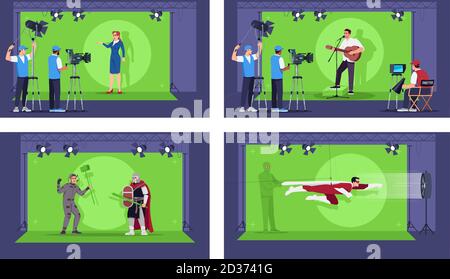 Special effects semi flat vector illustration set Stock Vector