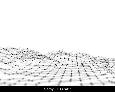 3D rendering white Background with connecting Dots and Lines. Polygonal background. Connection. Intelligence artificial Stock Photo