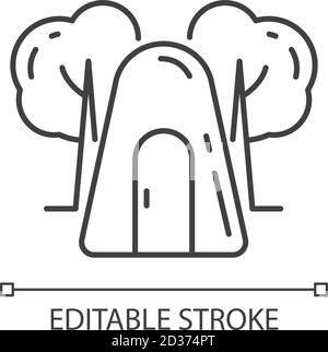Single-person air raid shelter linear icon Stock Vector