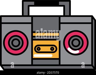 boombox music pop art comic style, flat icon vector illustration Stock Vector