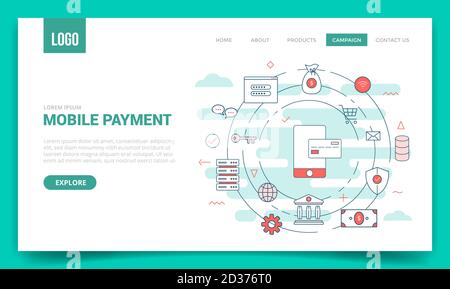 mobile payment concept with circle icon for website template or landing page banner homepage Stock Vector