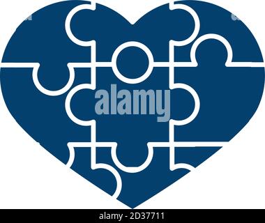 puzzles shaped heart help support silhouette icon vector illustration Stock Vector