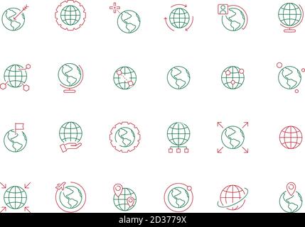 Globe symbols. Travel world earth symbols map vector business colored icons Stock Vector