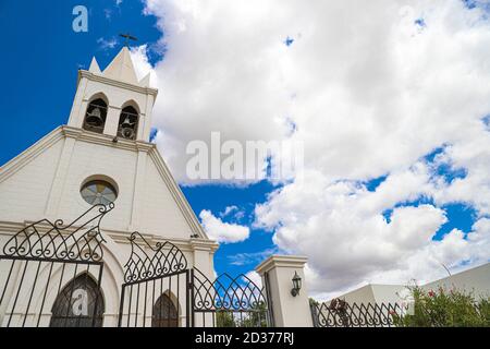 Santa María de Guadalupe Parish in the town of Cócorit, Sonora Mexico. Obregon Sonora. general view of iglecia, catholic church facade. (By Luis Gutie Stock Photo