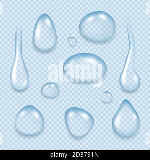 Water drops. Aqua fresh liquid transparent splashes clean realistic drops of water vector template Stock Vector