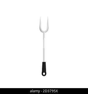 Fork utensil vector illustration isoalted on white background. Metal tool for BBQ with heat resistant handle. Suitable for 3d Realistic Mockup. 18/35 Stock Vector