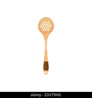 Rounded wooden spatula vector illustration isoalted on white background. Suitable for Realistic 3d Mockup. Natural Wood Material tool for cooking 9/35 Stock Vector
