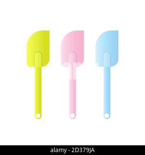 Scrapers spatula vector illustration isoalted on white background. Soft color. Pastel Blue, Green and pink. 32/35 Stock Vector