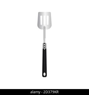 Flippers Spatula vector illustration isoalted on white background. Metal tool for cooking with long heat resistant handle. 31/35 Stock Vector