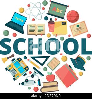 School background with education items Stock Vector Image & Art - Alamy