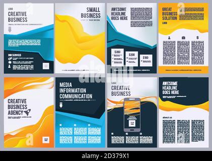 Business flyers. Vector creative brochure abstract geometric forms magazine covers vector template Stock Vector