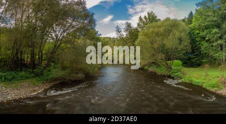 Malse river near Plav village in cloudy autumn color day Stock Photo