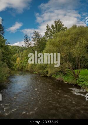 Malse river near Plav village in cloudy autumn color day Stock Photo