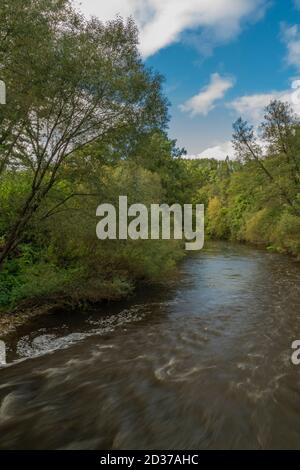 Malse river near Plav village in cloudy autumn color day Stock Photo