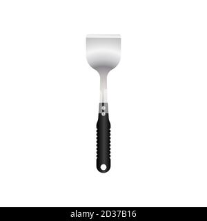 Hamburger spatula utensil vector illustration isoalted on white background. Metal tool for cooking with heat resistant handle. 26/35 Stock Vector