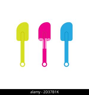Colorful spatula vector illustration isoalted on white background. Right Blue, Green and pink. 28/35 Stock Vector