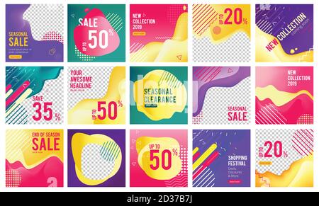 Offers banners. Editable simple business promo media layout vector banners template Stock Vector
