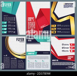 Editable flyers. Business brochure layout template with place for personal pictures modern abstract forms vector design pages Stock Vector